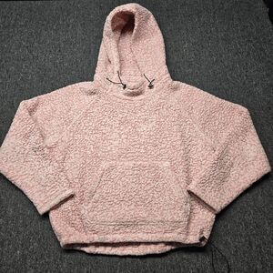 Victoria’s Secret PINK Sherpa Hoodie Women’s M Rose Pink Funnel Neck Pullover